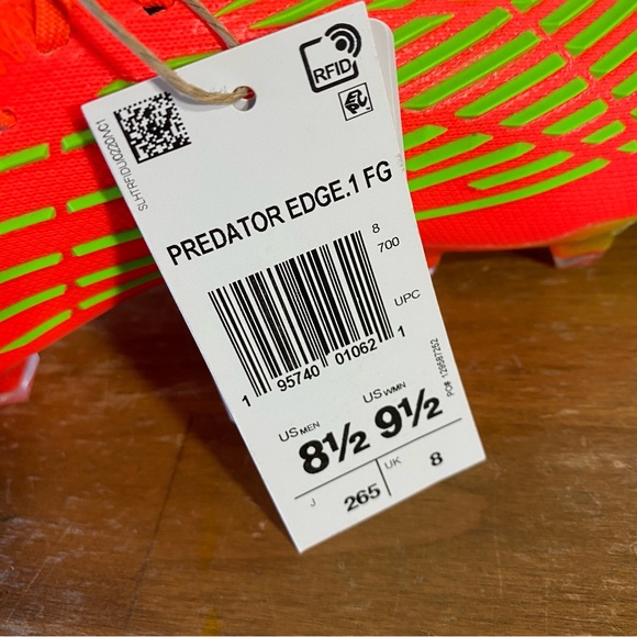 adidas predator edge .1 FG Red Soccer Cleats MSRP $250 - Size 8 - Picture 10 of 13